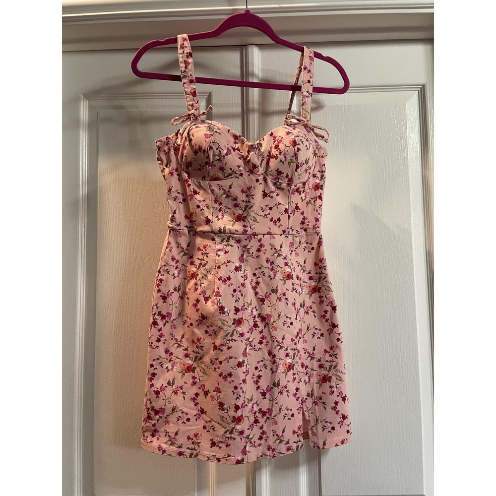 Francesca's Dress Womens S Pink Floral Sweetheart Bustier Mini Sundress Strappy